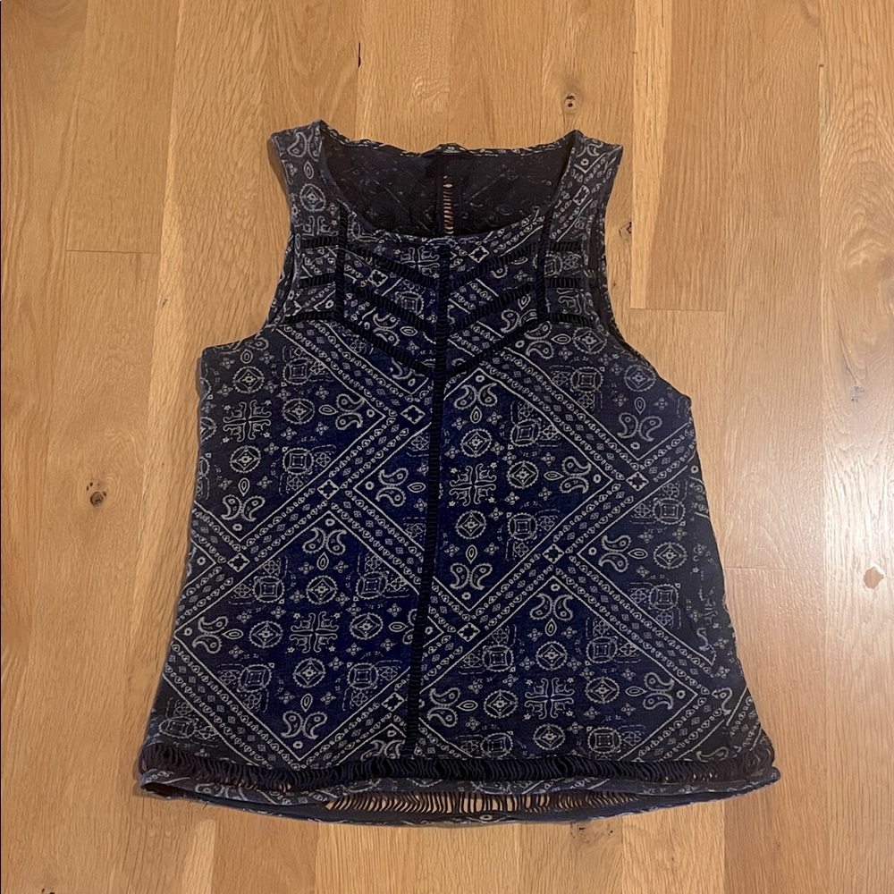 Lucky Brand Navy Geometric Tank Top